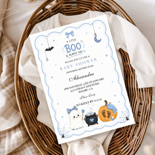 Invitación Blue Little Boo está casi lista para el baby showe