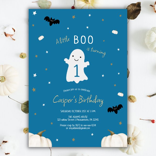 Invitación Blue Little Boo Halloween 1er cumpleaños (Subido por el creador)