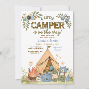 Invitación Blue Little Camper está en camino Niño Shower de B