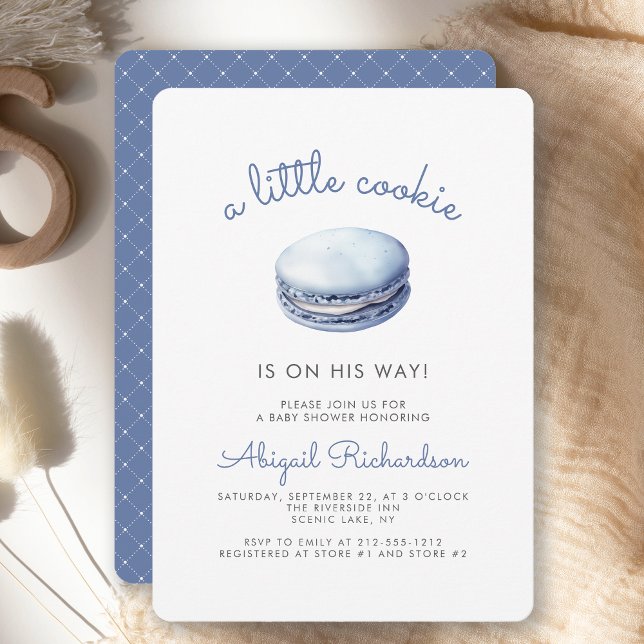 Invitación Blue Little Cookie Macaron Boy Baby Shower (Subido por el creador)