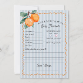 Invitación Blue Little Cutie Citrus Consejo de ducha para el