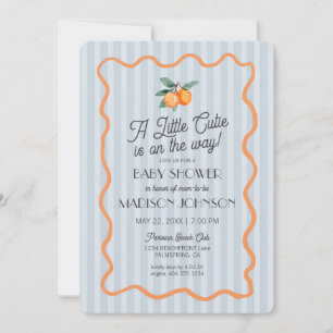 Invitación Blue Little Cutie Pastel Citrus Tema Baby Shower