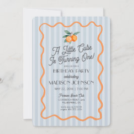 Invitación Blue Little Cutie Pastel Citrus Tema Cumpleaños