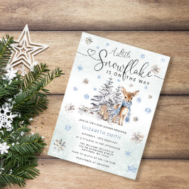 Invitación Blue Little Snowflake Winter Woodland Deer Baby