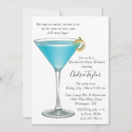 Invitación Blue Martini Cocktail Hour Bachelorette Party