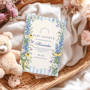 Invitación Blue Meadow Baby en Flor Baby Shower