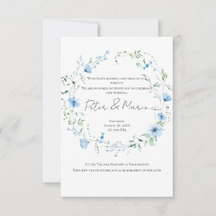 Invitación Blue Meadow Delicate Blue Wildflower Botanical