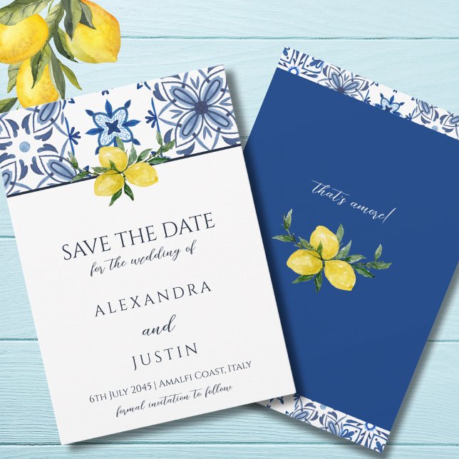 Invitación Blue Mediterranean La boda italiana salva la fecha (Subido por el creador)