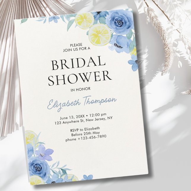 Invitación Blue Mediterranean Lemon Bridal shower (Subido por el creador)