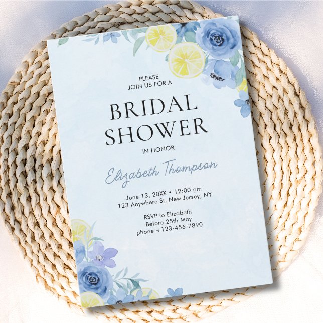 Invitación Blue Mediterranean Lemon Bridal shower (Subido por el creador)