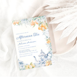 Invitación Blue Mediterranean Lemon Tea Fiesta Bridal Shower