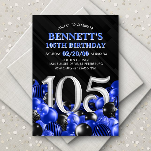 Invitación Blue Mens 105th Birthday (Subido por el creador)