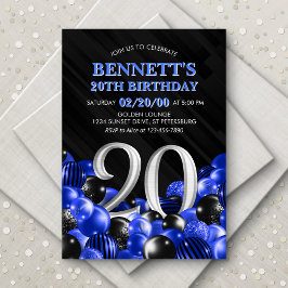 Invitación Blue Mens 20th Birthday
