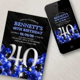 Invitación Blue Mens 40th Birthday