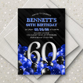Invitación Blue Mens 60th Birthday