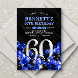 Invitación Blue Mens 60th Birthday