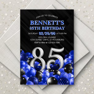 Invitación Blue Mens 85th Birthday