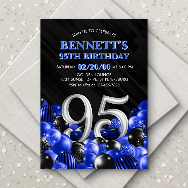 Invitación Blue Mens 95th Birthday (Subido por el creador)