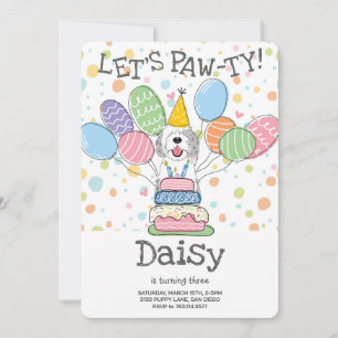 Invitación Blue & Merle Sheepadoodle Dog Birday Party