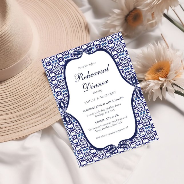 Invitación Blue Mexican Talavera Cena de Ensayos Españoles (Subido por el creador)