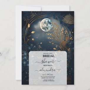 Invitación Blue Midnight Gold Celestial Bridal Shower