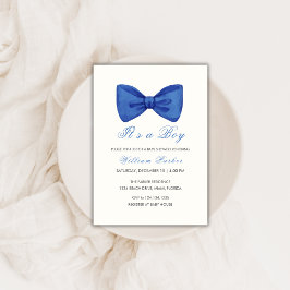 Invitación Blue Minimalista Bow Tie Boy Baby Shower
