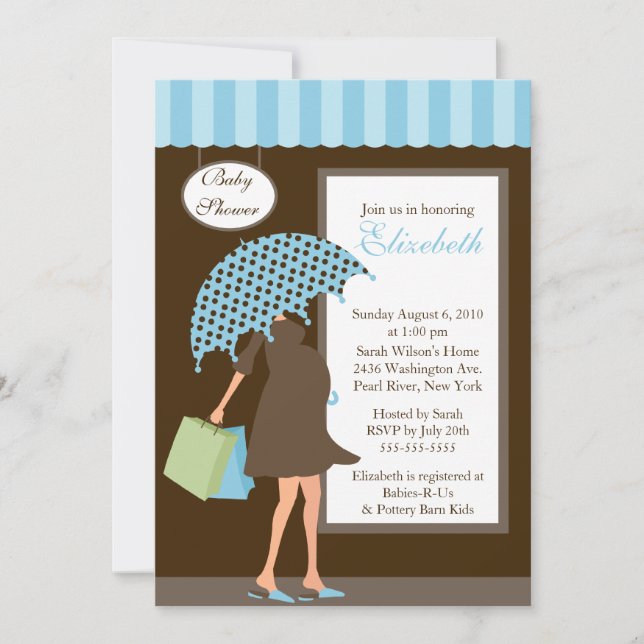 Invitación Blue Mod Mom Baby Boy Baby Shower (Anverso)