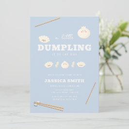 Invitación Blue Modern Kawaii Bao Dumpling Baby Shower 