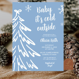 Invitación Blue Modern Minimalist Winter Baby Shower