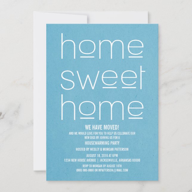 Invitación Blue Modern Sweet Home Fiesta de calentamiento de  (Anverso)