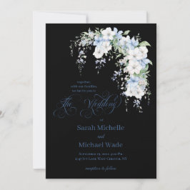 Invitación Blue Morning Glory Calligraphy Wedding Invitation