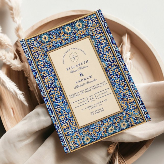 Invitación Blue Mosaic Islamic Wedding (Subido por el creador)