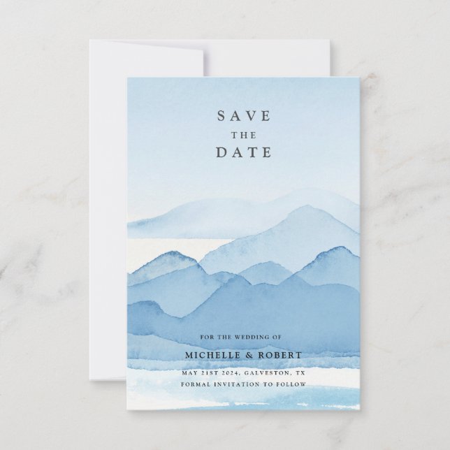 Invitación Blue Mountain Range Save the Date (Anverso)