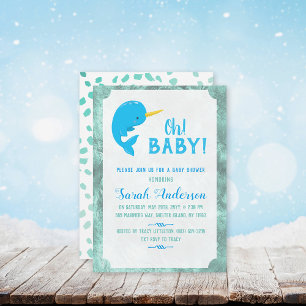 Invitación Blue Narwhal Baby Shower