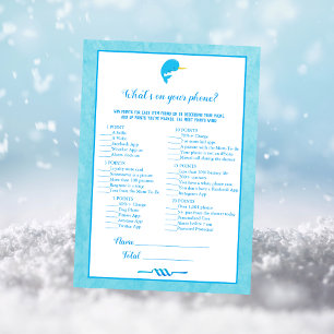 Invitación Blue Narwhal Lo que hay en tu juego de Baby Shower