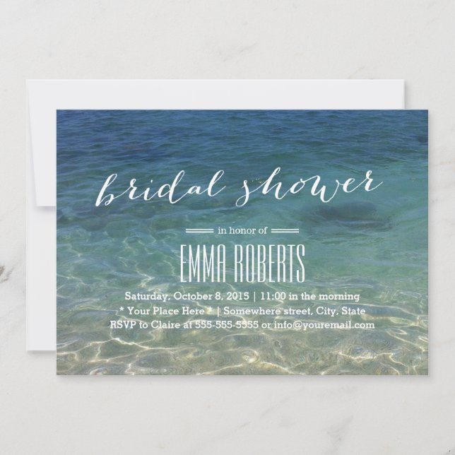 Invitación Blue Ocean Beach Destino Ducha de novias (Anverso)