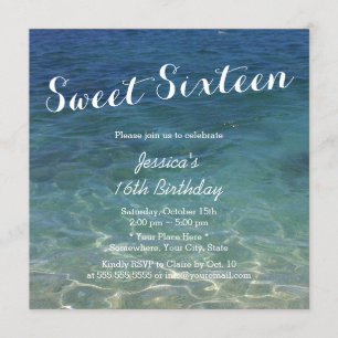 Invitación Blue Ocean Beach Tema Dieciséis