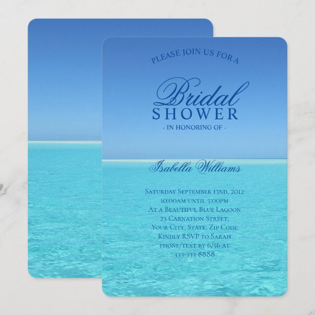 Invitación Blue Ocean Bridal Shower (Anverso / Reverso)