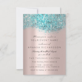 Invitación Blue Ocean Confetti Rosa Gold Bridal Sweet 16th