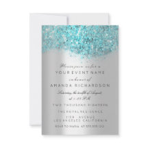 Blue Ocean Confetti Silver Gray Bridal Sweet 16th
