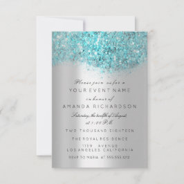 Invitación Blue Ocean Confetti Silver Gray Bridal Sweet 16th