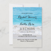 Blue Ocean Sand Wave Beach Bridal Shower Card