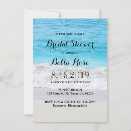 Invitación Blue Ocean Sand Wave Beach Bridal Shower Card
