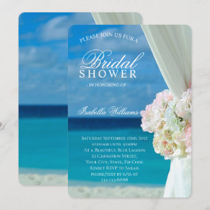 Invitación Blue Ocean & Sandy Beach Flowers Bridal Shower