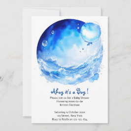 Invitación Blue Ocean Waves Nautical Boy Baby Shower