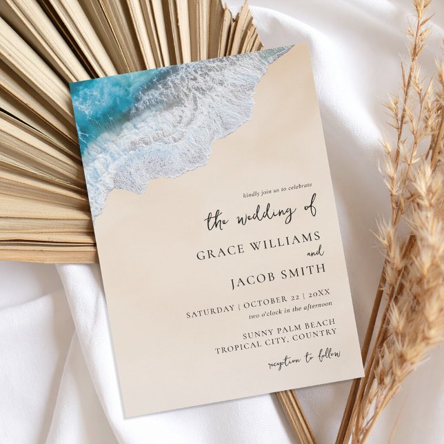 Invitación Blue Ocean Waves Tropical Beach Wedding (Subido por el creador)