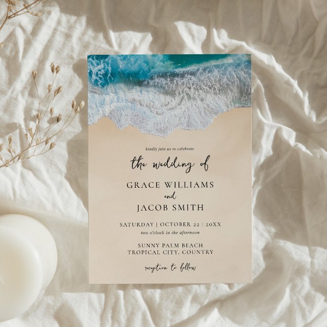 Invitación Blue Ocean Waves Tropical Beach Wedding (Subido por el creador)