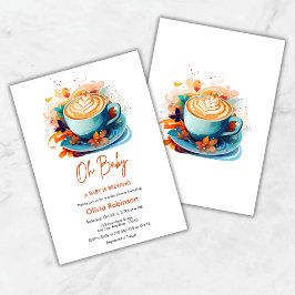 Invitación Blue Oh Baby A Baby está preparando café Baby Show