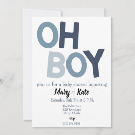 Invitación Blue OH BOY baby baby ducha