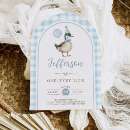 Invitación Blue One Lucky Duck Balloon Arch de Cumpleaños 1